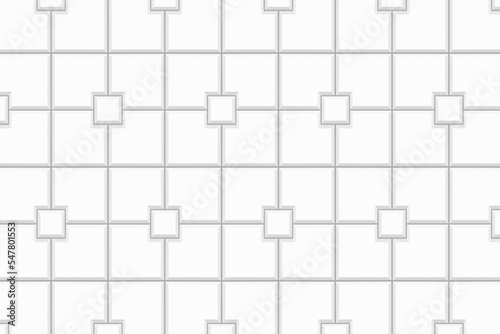 White sidewalk square tile seamless pattern. Stone or ceramic brick wall texture. Kitchen backsplash, shower or bathroom floor background. Outdoor or indoor mosaic layout. Vector flat illustration