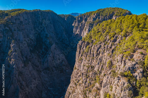 Aerial top view landscape Tazi Canyon in Manavgat, Antalya, Turkey