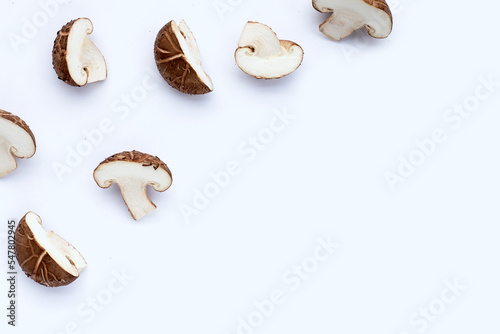 Fresh shiitake mushrooms on white