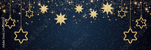 Christmas and New Year banner, party invitation card, booklet, horizontal flyer, coupon, gift voucher vector design template