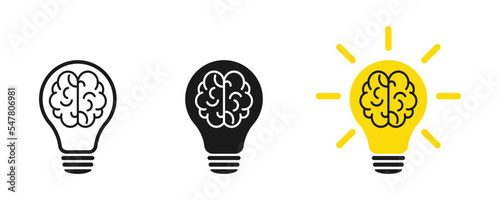 Lamp and brains - innovative lamps, ideas of the mind. Web design. Illustration	