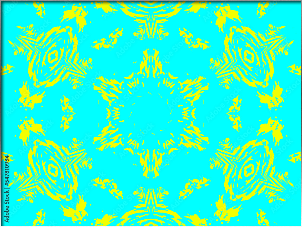 Abstract, Myriad Yellow Patterns, set against Blue, within a Border digital art Abstract, Myriad Yellow Patterns, set against Blue, within a Border digital art
