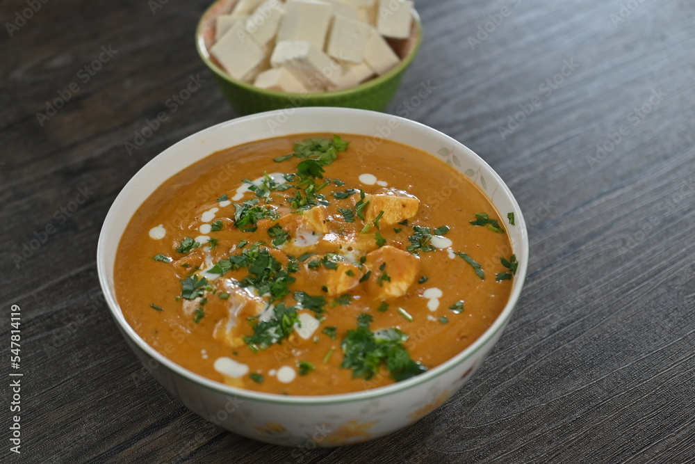 Indian masala recipe paneer butter masala in a bowl Indian masala recipe paneer butter masala in a bowl