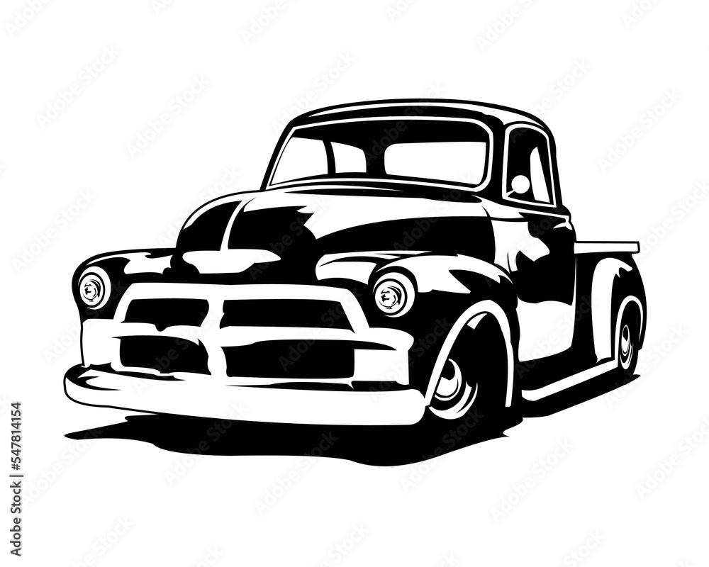 classic truck logo silhouette view from front isolated white background best for badge, emblem, icon and sticker design. vector illustration available in eps 10.