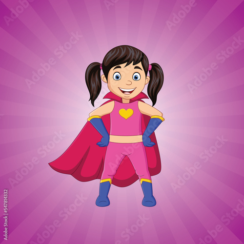 HAPPY GIRL IN SUPERHERO COSTUME