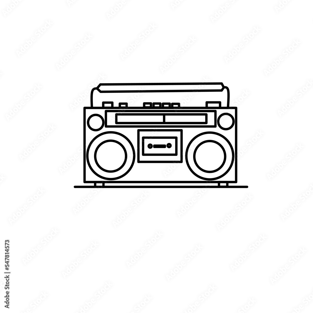 illustration vector graphic of retro radio line art perfect for logo, icon, design, and coloring book 