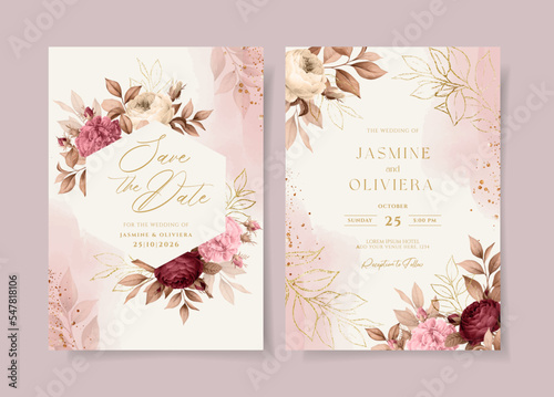 elegant floral wedding invitation card template