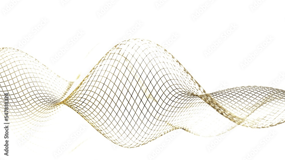 Fototapeta premium Gold mathematical geometric grid line wave under black-white background. Concept 3D CG of sports technology, strategic ideas and intellectual analysis of operations.