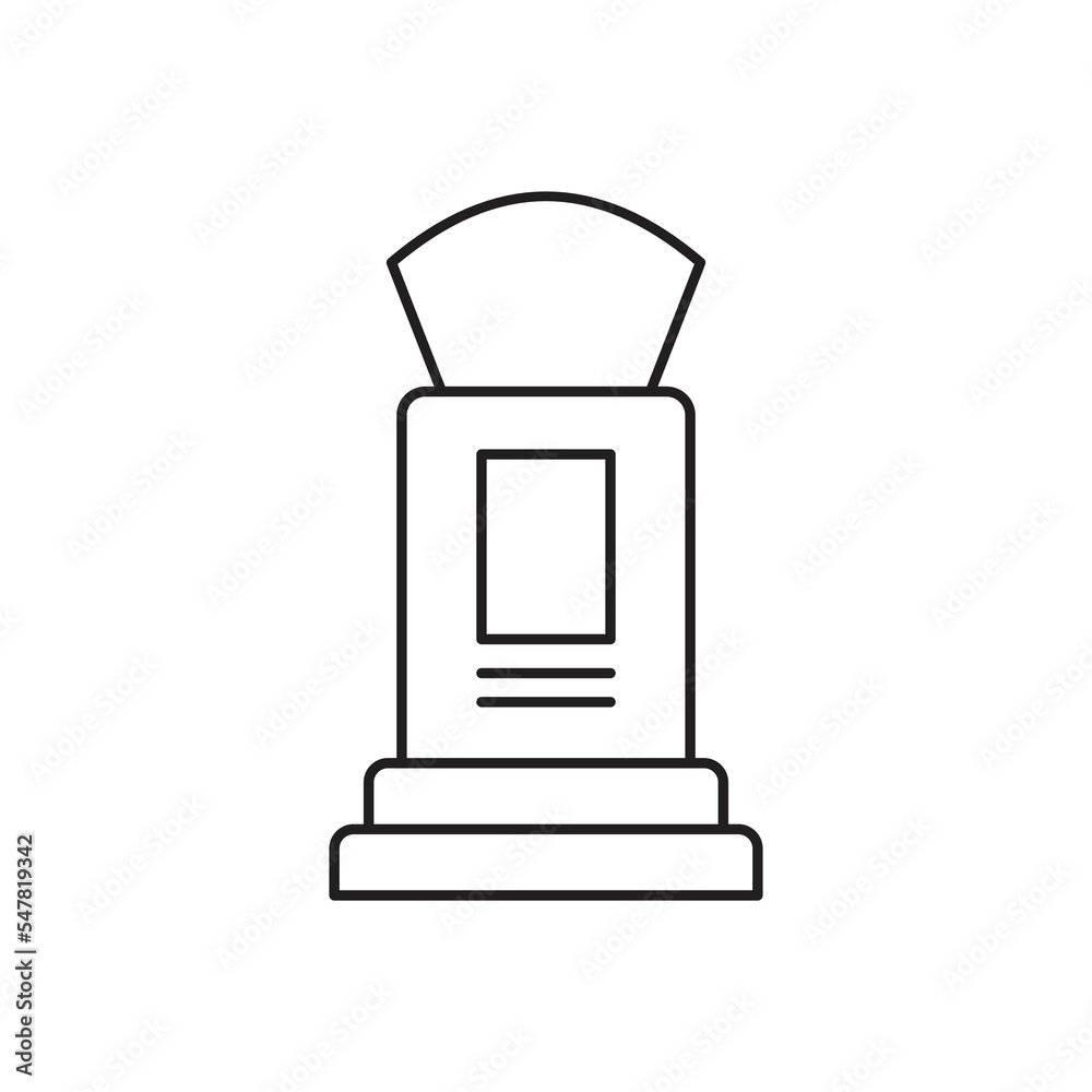 Tombstone line icon design, outline vector sign,  isolated on white background. vector illustration. 
