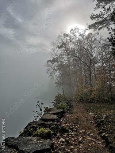 Foggy day on the shores of Lake Ontario, Adamson Estate