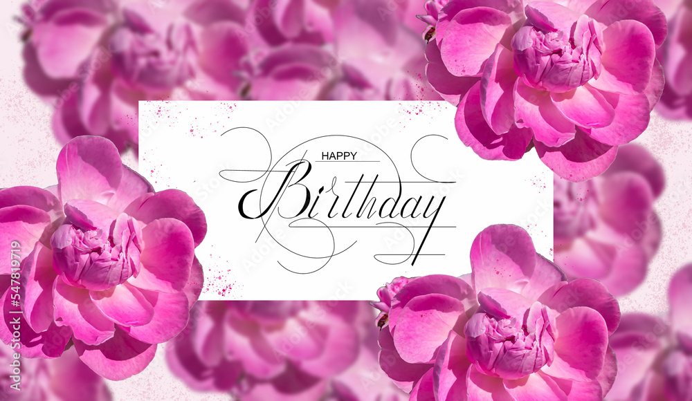 Birthday card with flowers for a woman or a girl