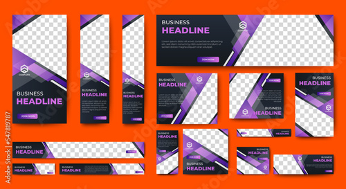 Business banners design web template Set, Horizontal header web banner. Modern cover header background for website design, Social Media Cover ads banner, flyer, invitation card	
