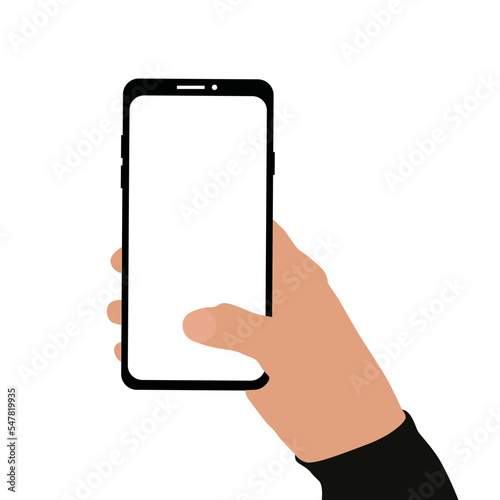 hand holding a mobile phone and click on screen vector