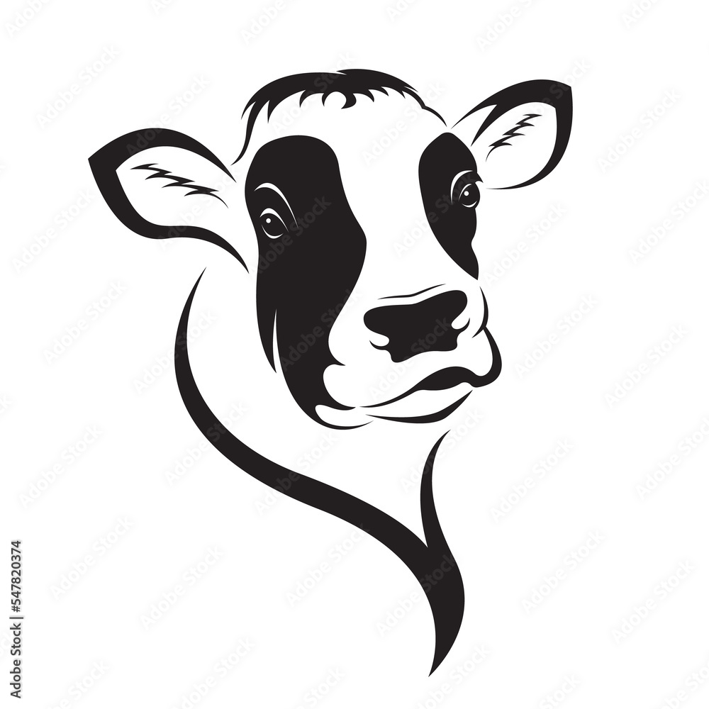 Vector of cow head design on white background. Farm Animals. Easy ...