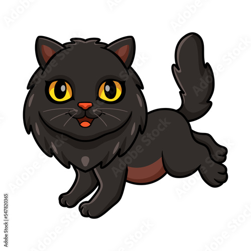 Fototapeta Naklejka Na Ścianę i Meble -  Cute black persian cat cartoon walking