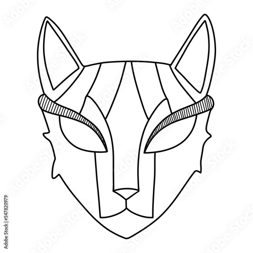 mask in the form of a cat's head in a minimalist style.