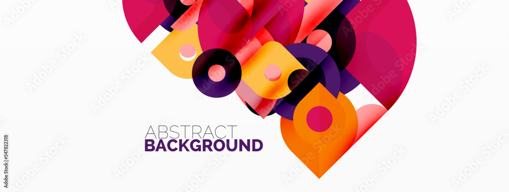 Colorful round shapes, circles and triangles background. Minimal geometric template for wallpaper, banner, presentation Colorful round shapes, circles and triangles background. Minimal geometric template for wallpaper, banner, presentation