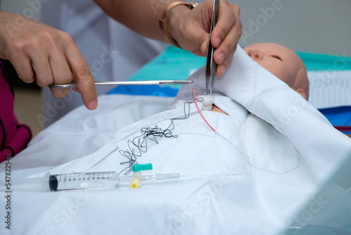 training practice of umbilical catheterization newborn infant in labour room or nursery care unit in hospital