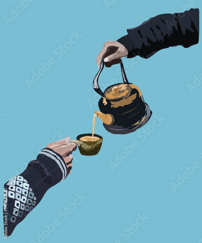illustrations and vectors, sharing drinks, giving love to each other