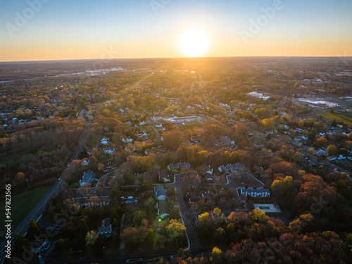 Aerial Drone of Sunset in Oceanport New Jersey photo