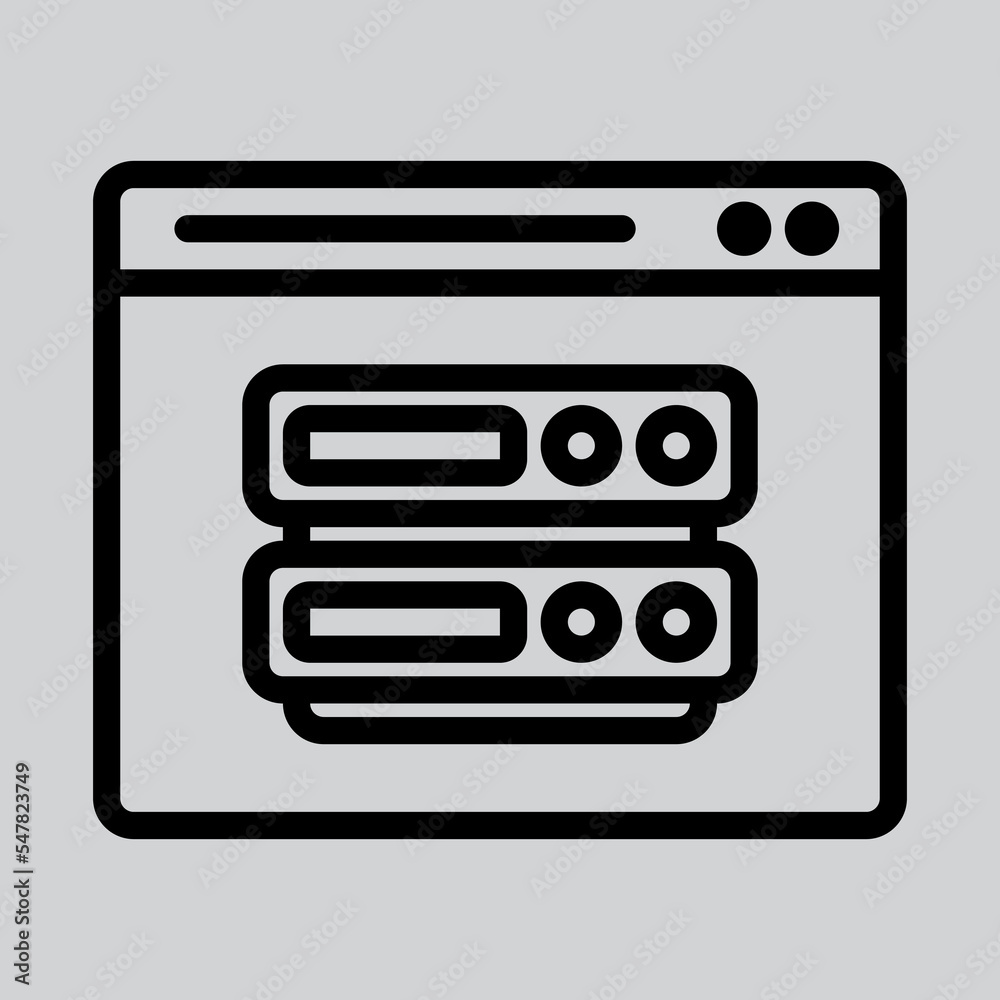 Database icon in line style about browser, use for website mobile app presentation Database icon in line style about browser, use for website mobile app presentation