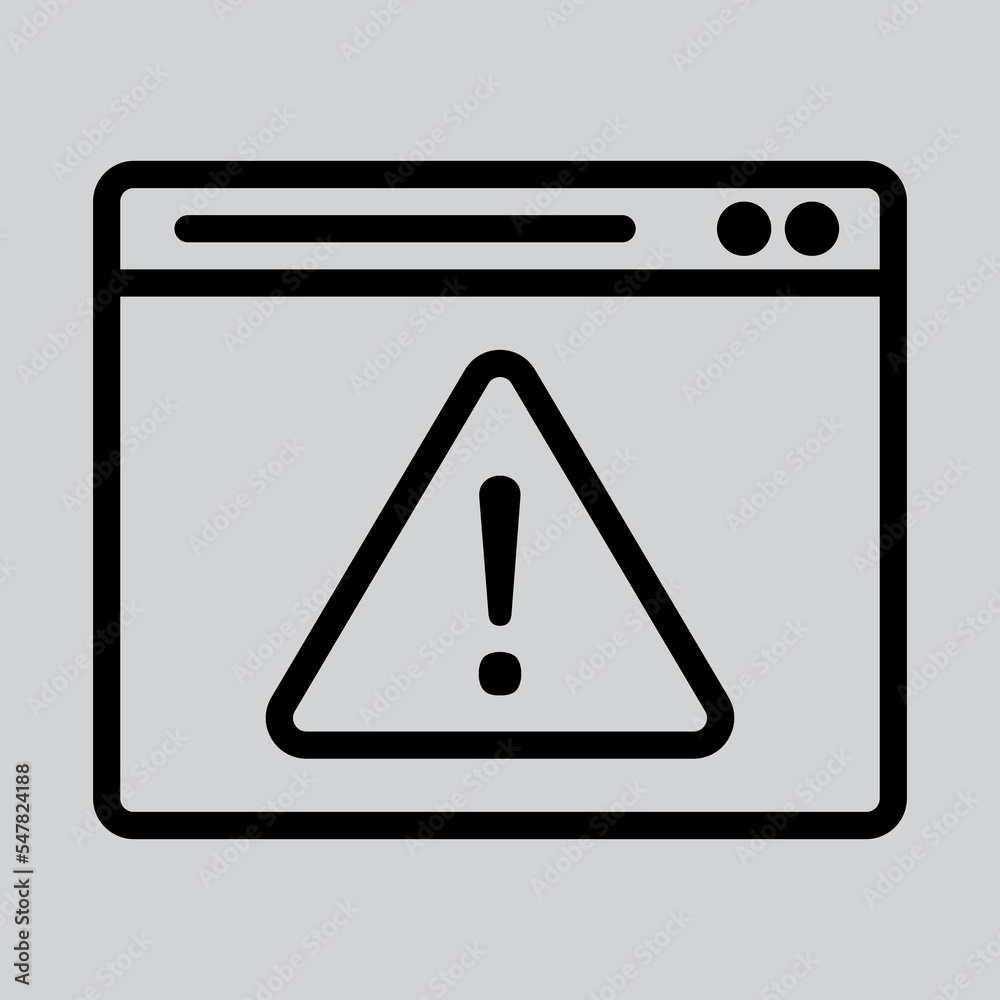 Warning icon in line style about browser, use for website mobile app presentation Warning icon in line style about browser, use for website mobile app presentation