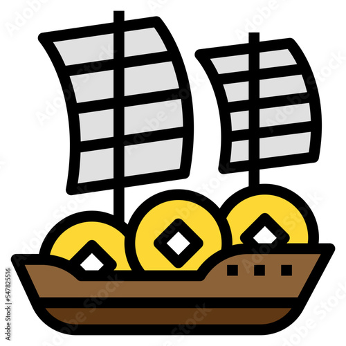 sailboat filled outline icon