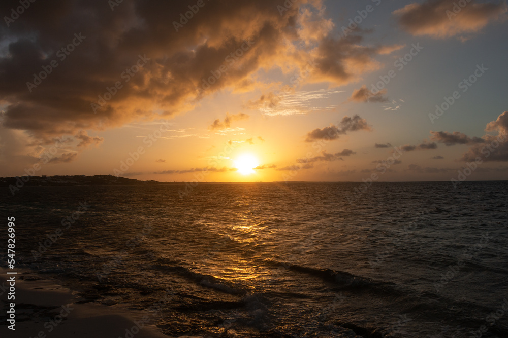 Sunset over Atlantic Ocean Turks and Caicos 