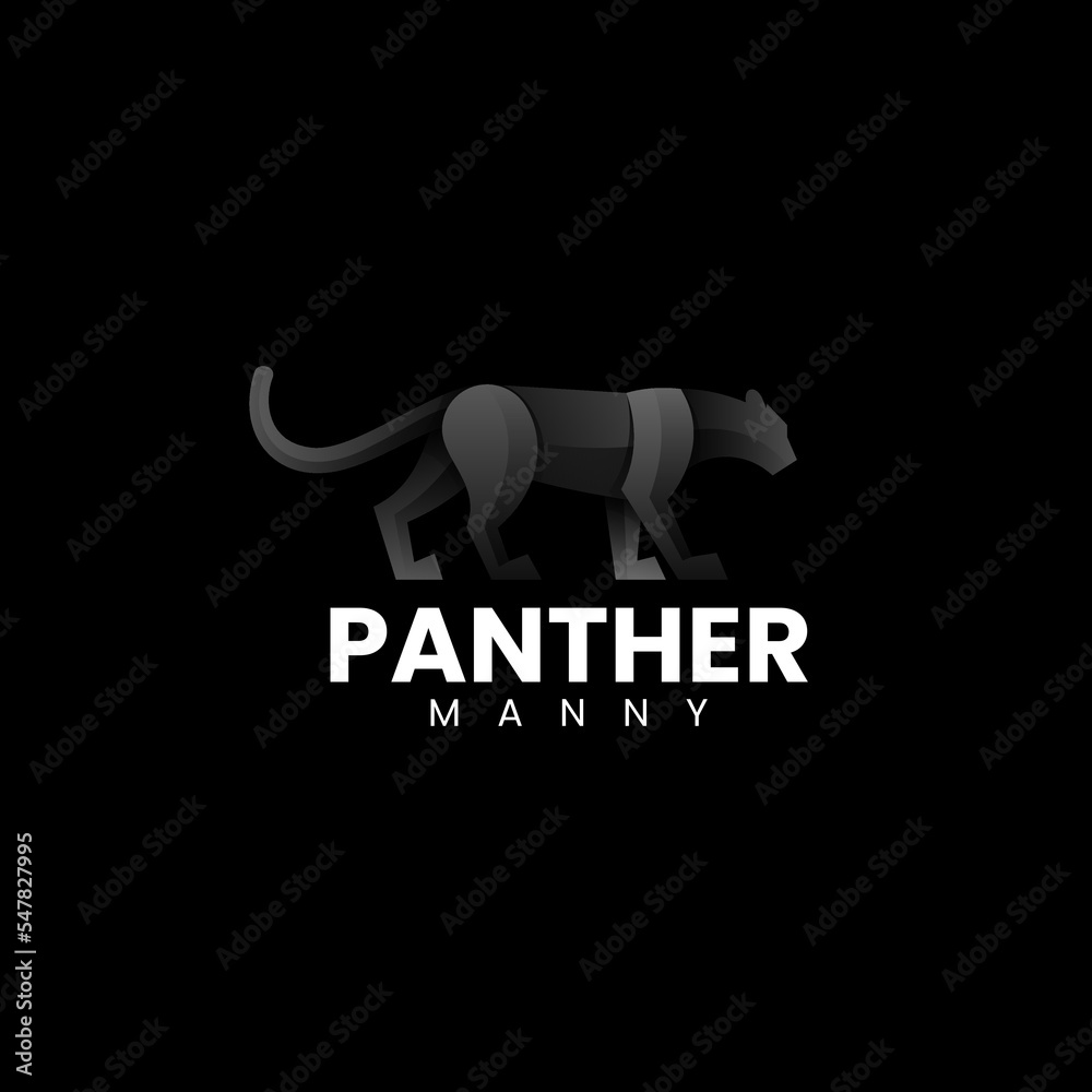 Obraz premium Vector Logo Illustration Black Panther Gradient Colorful Style