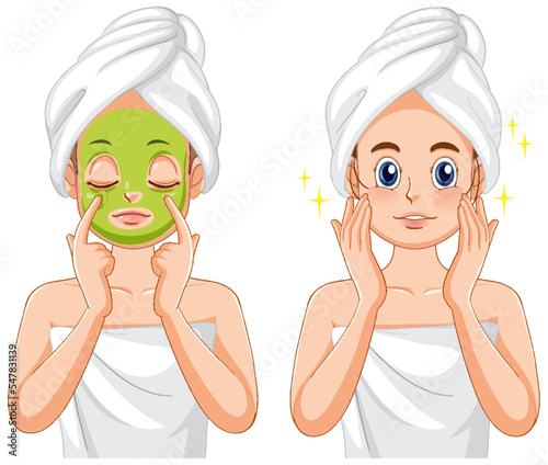Woman applying facial mask treatment
