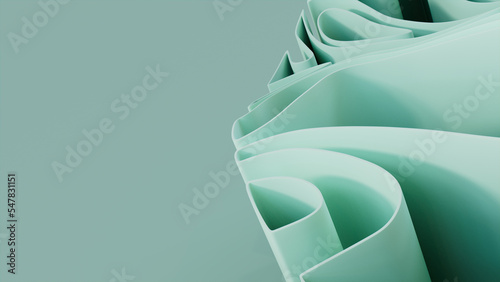 Pastel colored 3D Ribbons arranged to create a Multicolored abstract wallpaper. 3D Render with copy-space. 