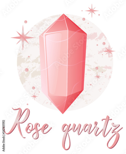 Rose quartz stone with text