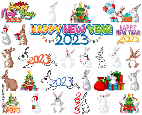 Set of 2023 new year element icon