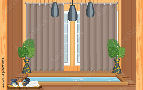 Interior spa room scene
