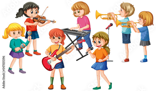Children playing musical instrument