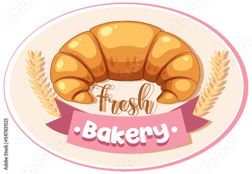 Croissant bread with fresh bakery text