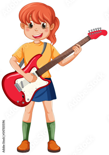 A girl playing electric guitar