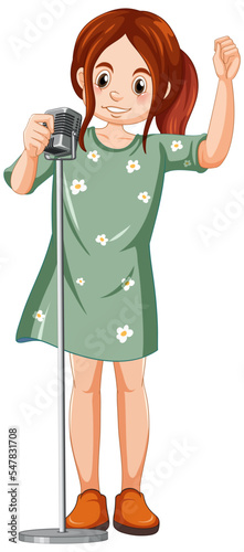 Singer woman in green dress