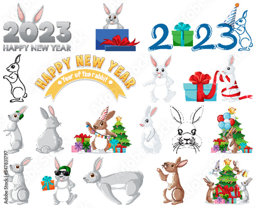Set of 2023 new year element icon