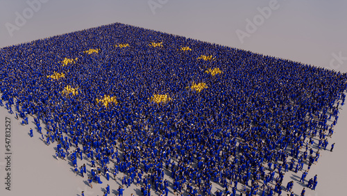 European Flag formed from a Crowd of People. Banner of Europe on White. photo