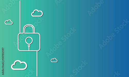 Cloud data protection technology background. padlock locker. minimalist design