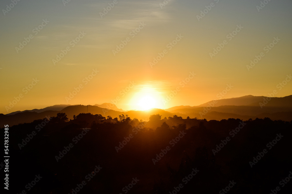 sunset over the mountains