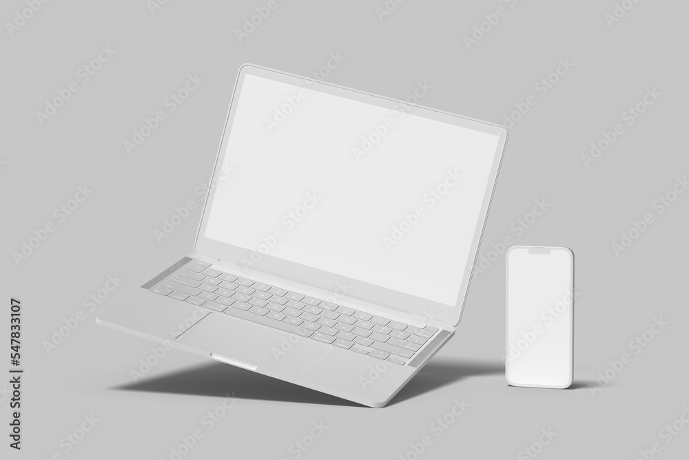 custom made wallpaper toronto digitalLaptop and smartphone clay blank mockup