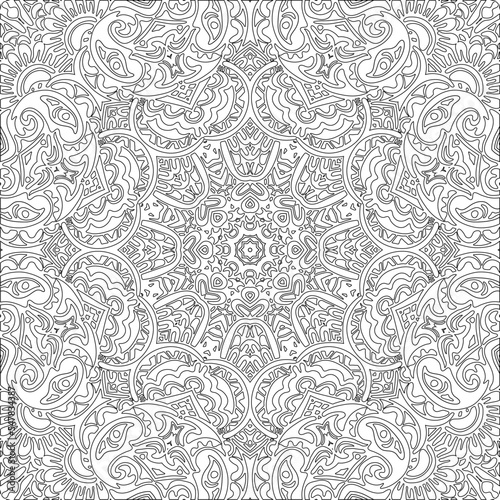 Coloring pages for adult abstract boho festive mandala seamless perfect for relaxation and anti-stress
