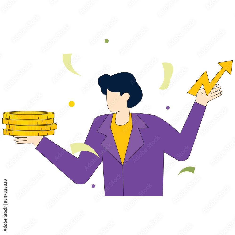 Check Money Balance  Color 2D Illustration