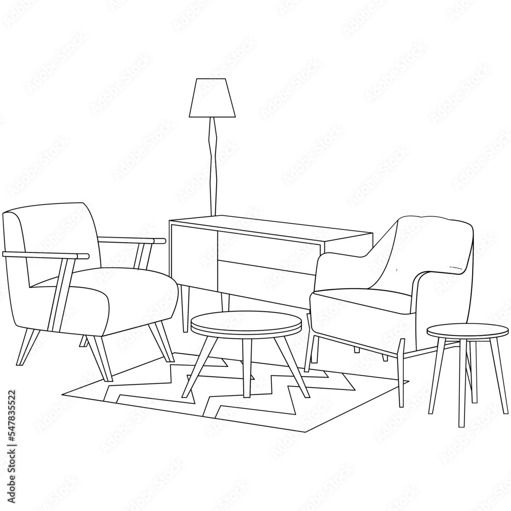 Fototapeta premium Home Interior Living Room Illustration