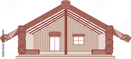 NZ maori marae carved meeting house