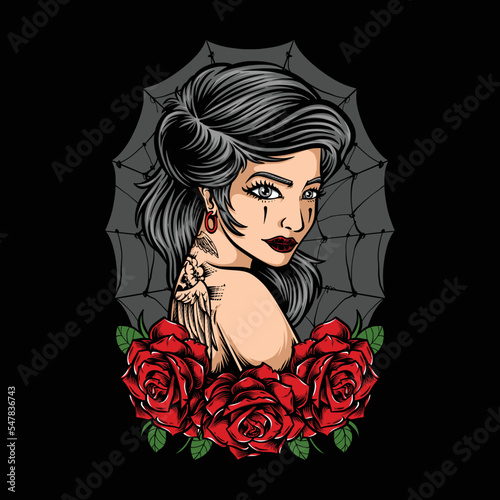 girl with tattoo clothing illustration