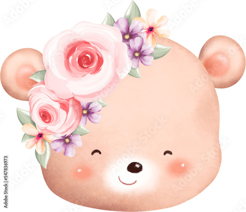 Watercolor Illustration cute Valentine teddy bear © Stella