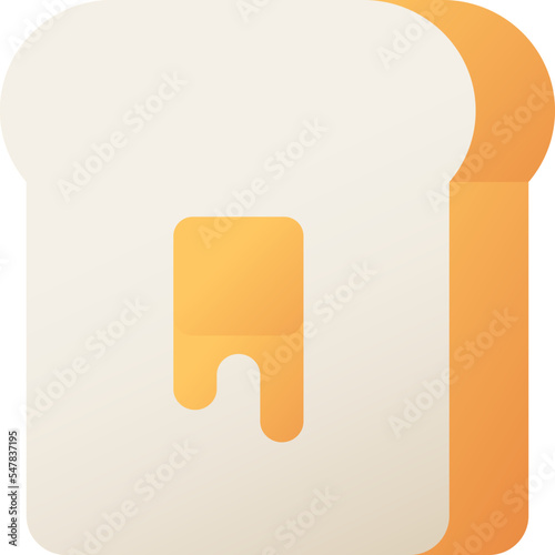 Bread slice and butter isolated on white background, illustration, icon, element